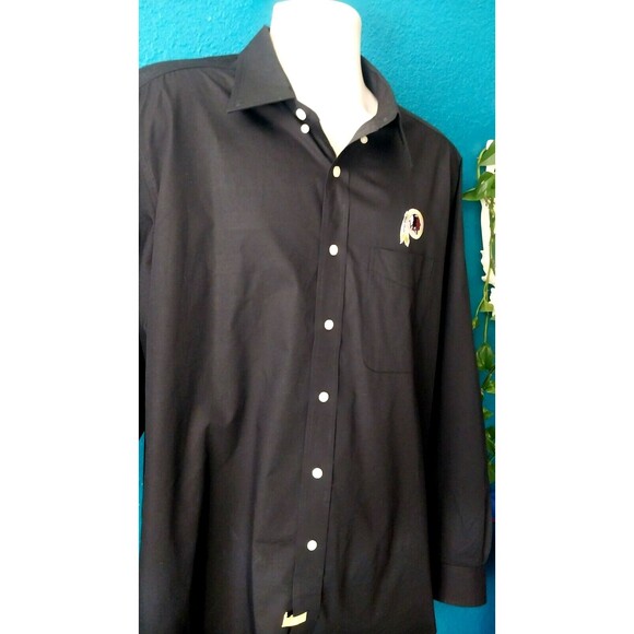 Redskins Commanders Antigua Men's Long-Sleeve Button-Up Shirt XLT Black - Picture 2 of 7